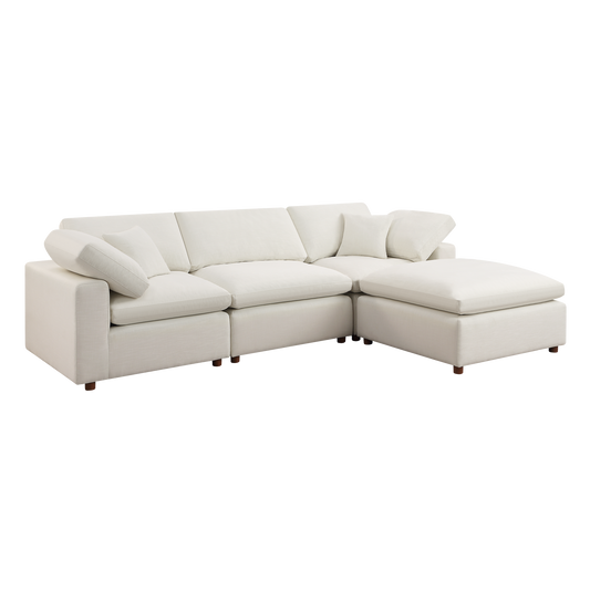 Sleek White Customizable Sectional Sofa Set