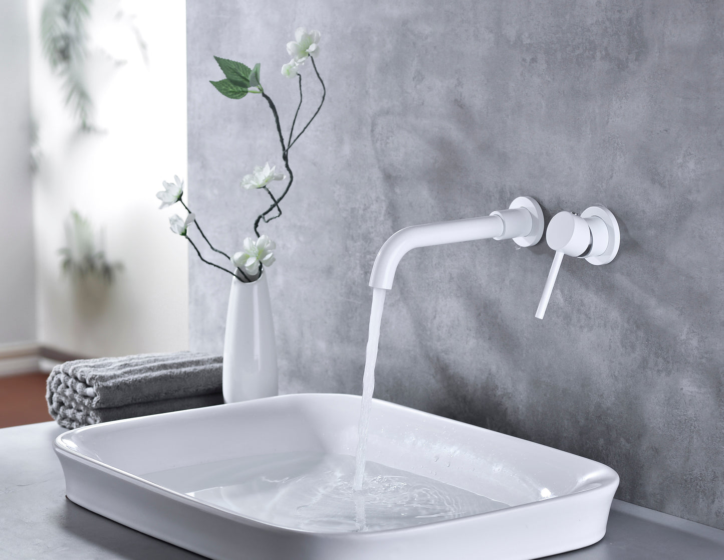 Sleek Wall Mounted Bathroom Faucet with Single Handle Control