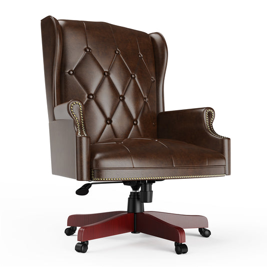 330LBS Executive Office Chair, Ergonomic Design High Back Reclining Comfortable Desk Chair - Brown