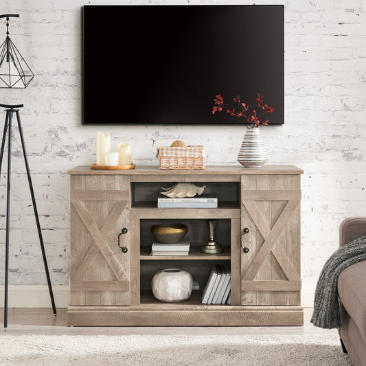 Rustic Ashland Pine 47 Farmhouse TV Stand with Storage Amenities