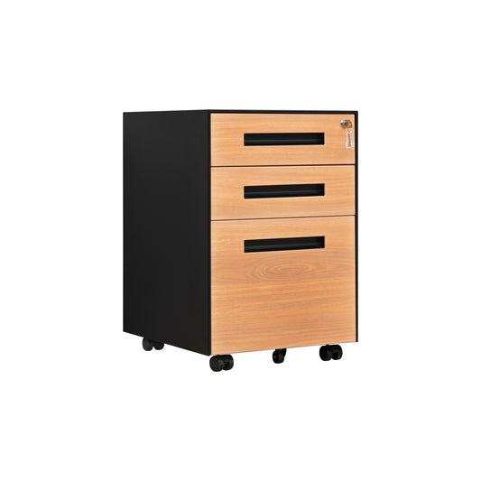 Lockable 3 Drawer Mobile File Cabinet for Legal/Letter/A4/F4 Size, Fully Assembled with Wheels
