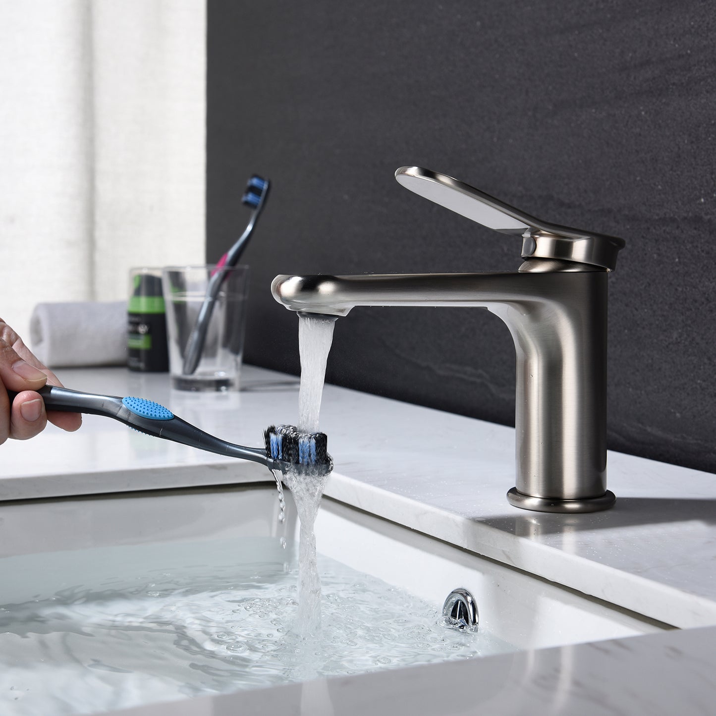 Elegant Single Handle Brushed Nickel Bathroom Faucet