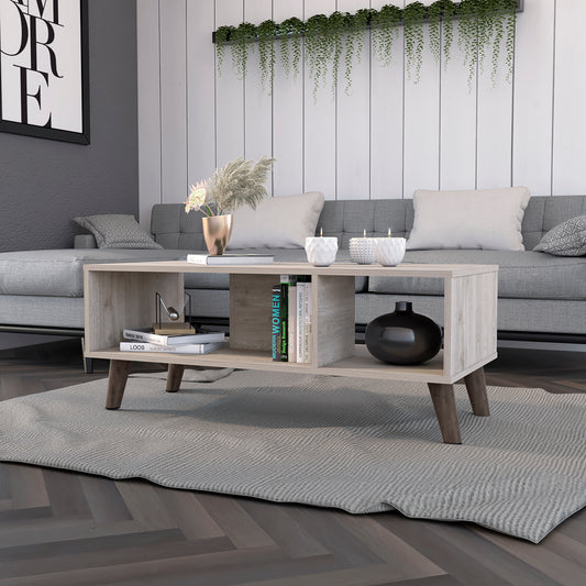 Rectangular Light Grey Coffee Table with 2 Shelves by Chelsea