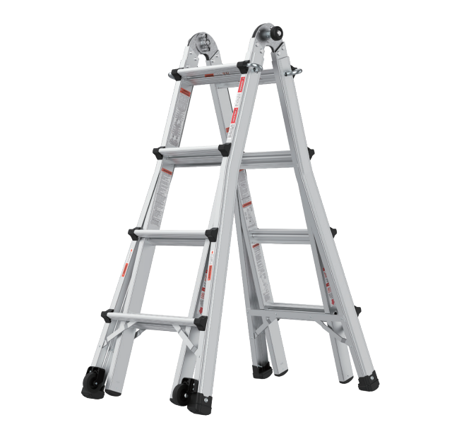 Aluminum Multi-Position Ladder with Wheels, 300 lbs Weight Rating, 17 FT