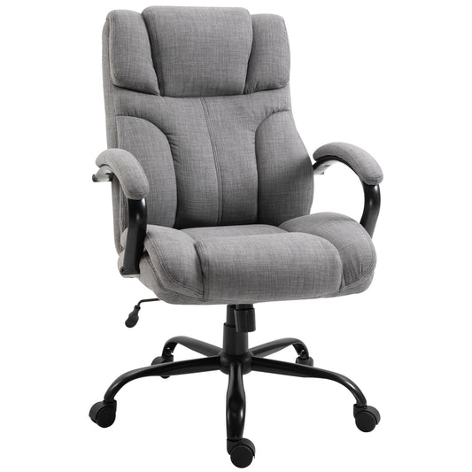 Vinsetto 500lbs Big and Tall Office Chair with Wide Seat, Ergonomic Executive Computer Chair with Adjustable Height, Swivel Wheels and Linen Finish, Light Grey