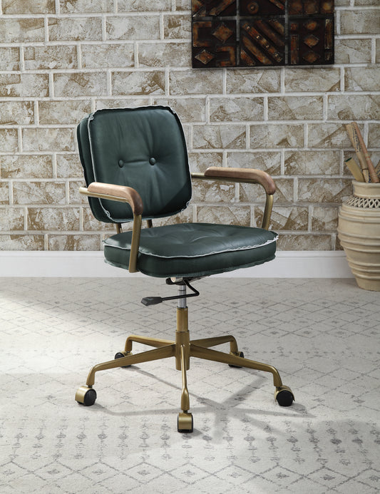 Siecross Office Chair, Emerald Green Leather 93171