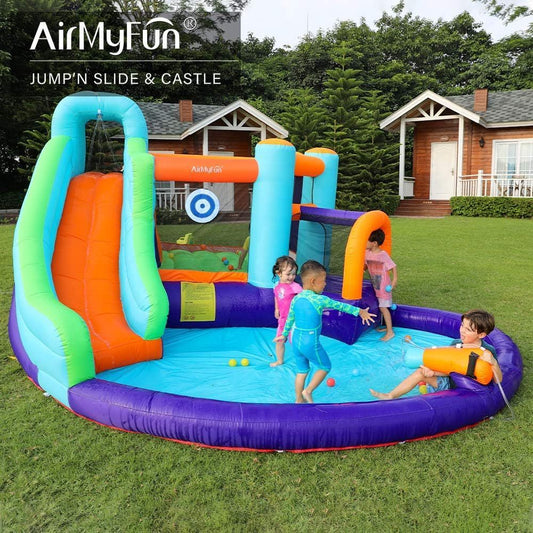 Inflatable Bounce House with Water Slide and Air Blower