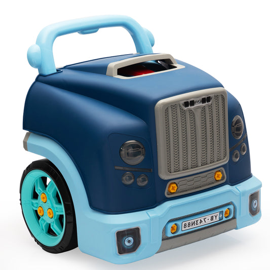 Large Truck Engine Toy and Mechanic Repair Set with Light and Sound Effects for Kids, Blue