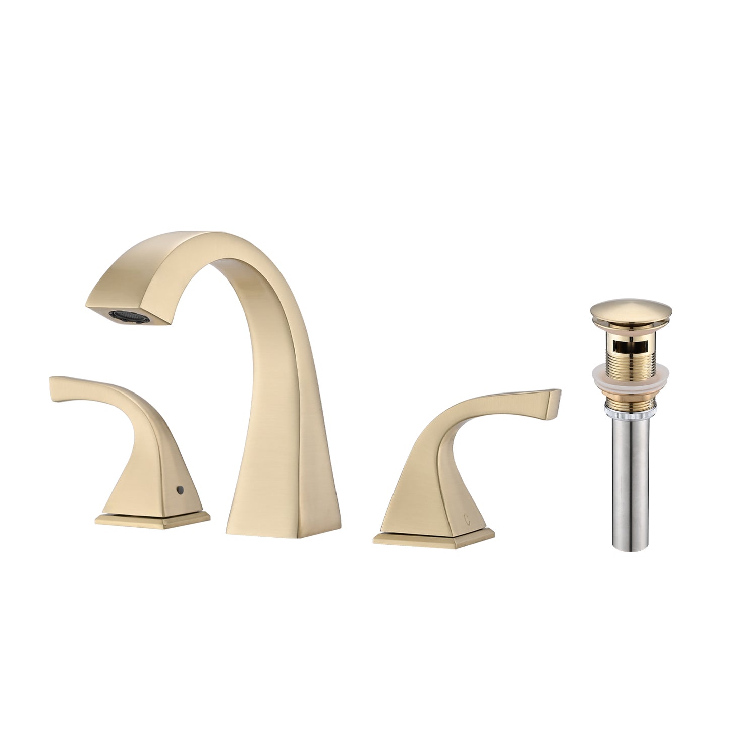 Brushed Gold 2-Handle Bathroom Faucet with Drain