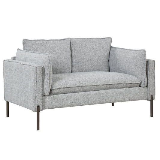 Small Space Modern Loveseat Sofa with Linen Fabric and Bolster Pillows