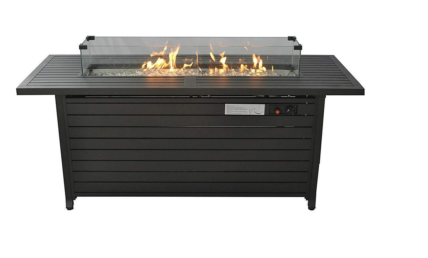 57-Inch Propane Fire Pit Table with Lid & Wind Guard - 50000BTU Outdoor Gas Firepit Table