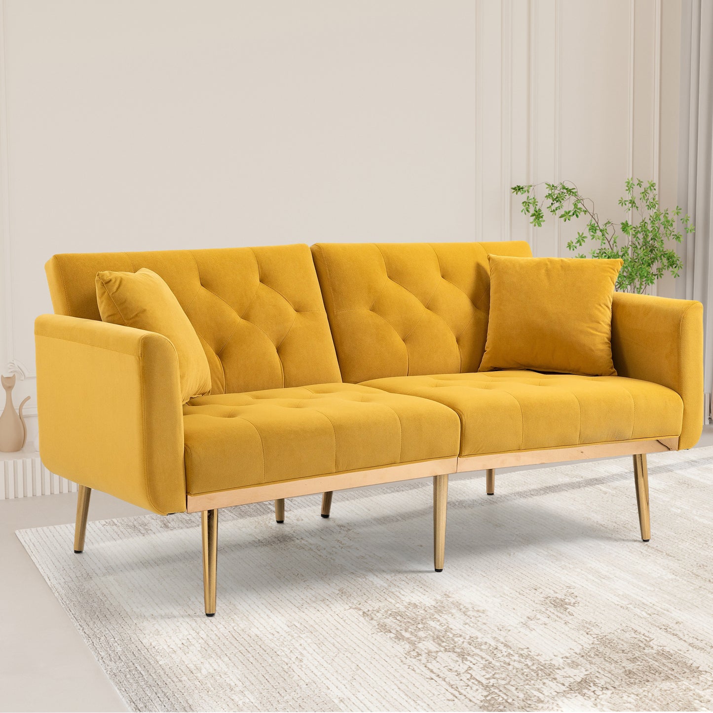 Velvet  Sofa , Accent sofa .loveseat sofa with metal  feet