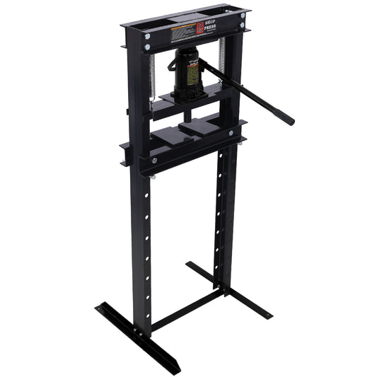 Hydraulic Shop Press ,12-Ton Capacity , Floor Mount ,with Press Plates, H-Frame Garage Floor Press, Adjustable Working Table Height,black