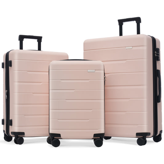 Luggage Sets 3 Piece Suitcase Set 20/24/28,Carry on Luggage Airline Approved,Hard Case with Spinner Wheels,Pink and Black