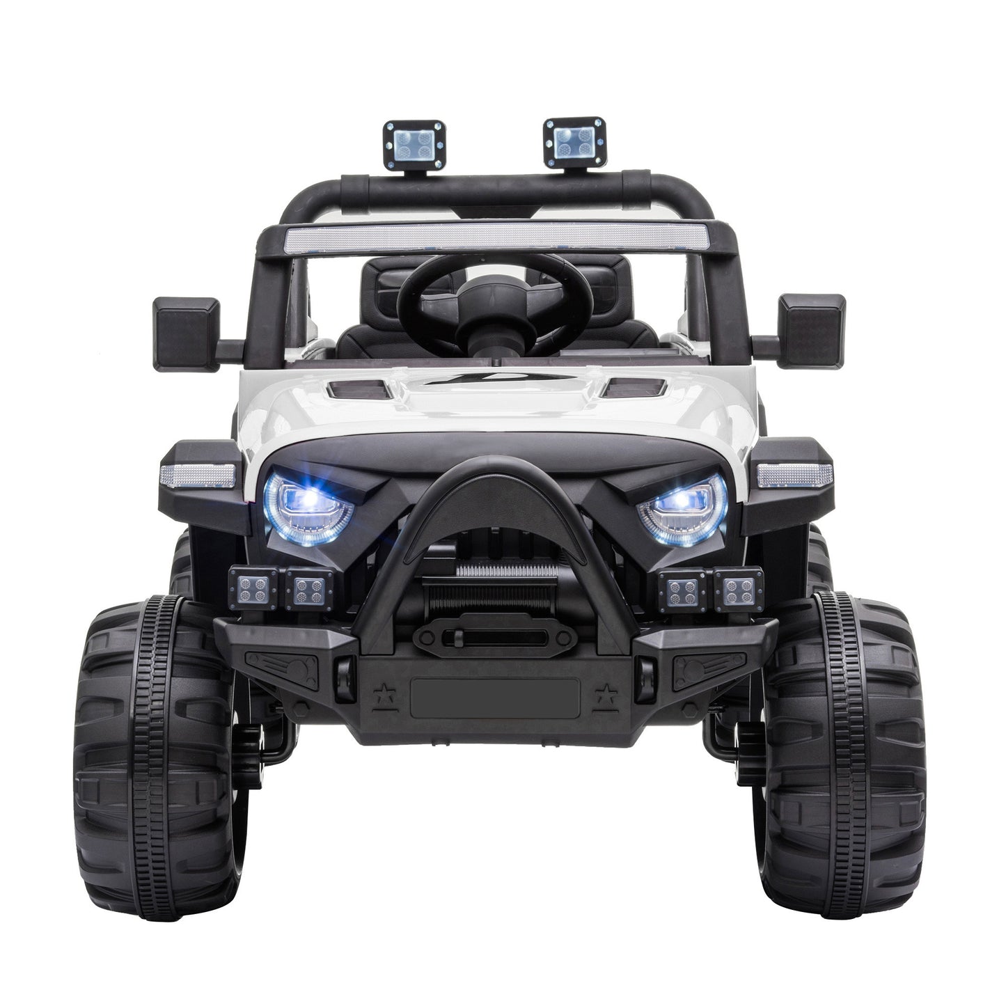 Electric Off-Road Vehicle for Kids, Remote Control Ride On Car, White with Lights and Music