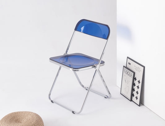 Blue Clear Transparent Folding Chair Chair Pc Plastic Living Room Seat