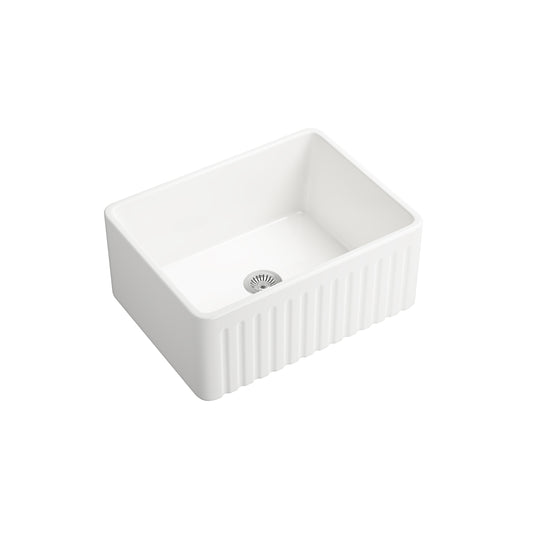 White Ceramic Farmhouse Kitchen Sink with Apron Style