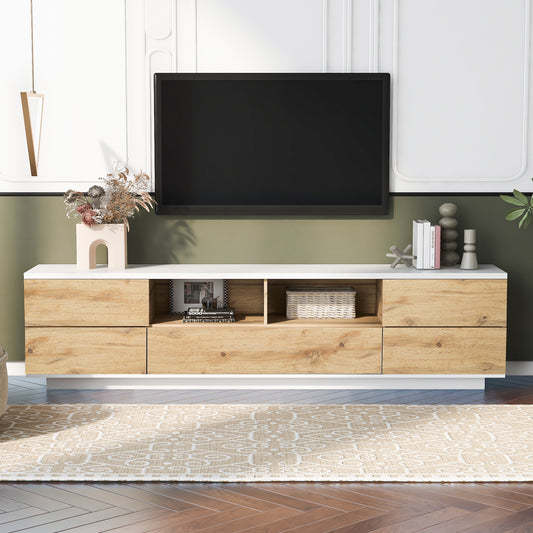 Stylish TV Stand with Multi-Functional Storage and Door Rebound Device