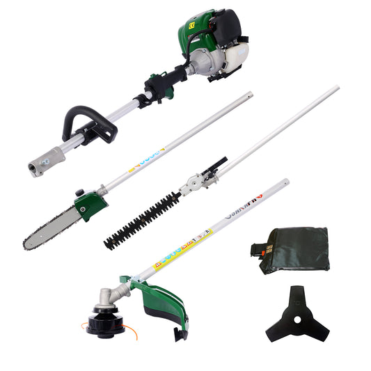 4 in 1 Multi-Functional Trimming Tool, 38CC 4 stroke Garden Tool System with Gas Pole Saw, Hedge Trimmer, Grass Trimmer, and Brush Cutter EPA Compliant