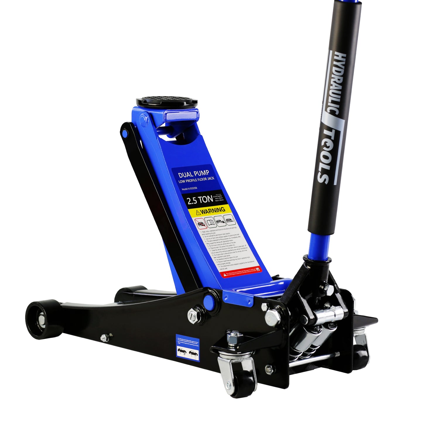 Steel Racing Floor Jack with Dual Pistons Quick Lift Pump - 2.5 Ton Lifting Range 3.5-19.5