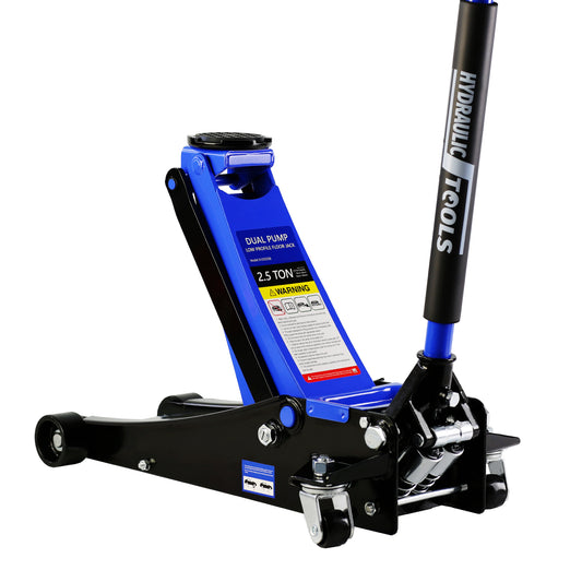 Steel Racing Floor Jack with Dual Pistons Quick Lift Pump - 2.5 Ton Lifting Range 3.5-19.5