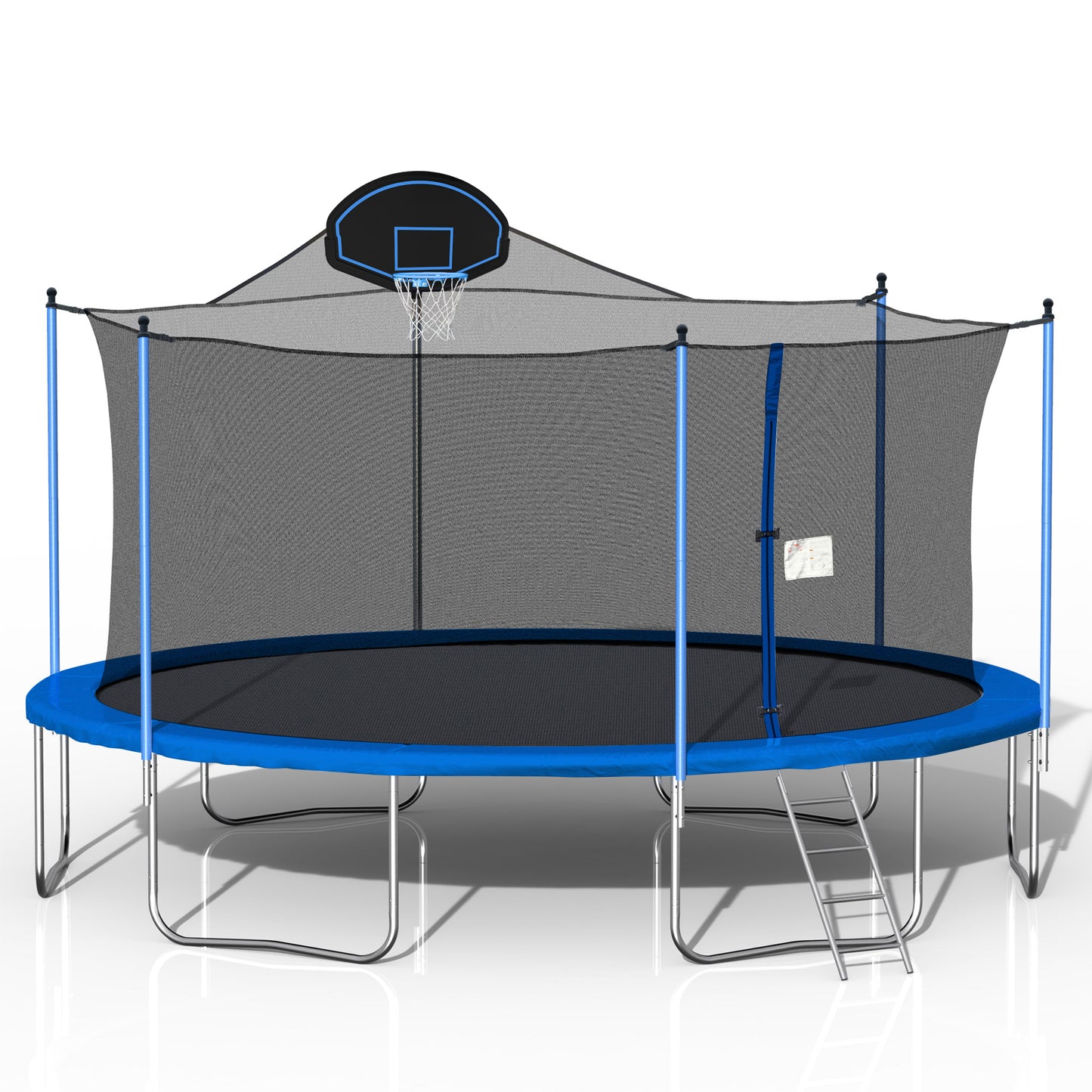 16FT Trampoline for Adults & Kids with Basketball Hoop, Outdoor Trampolines w/Ladder and Safety Enclosure Net for Kids and Adults