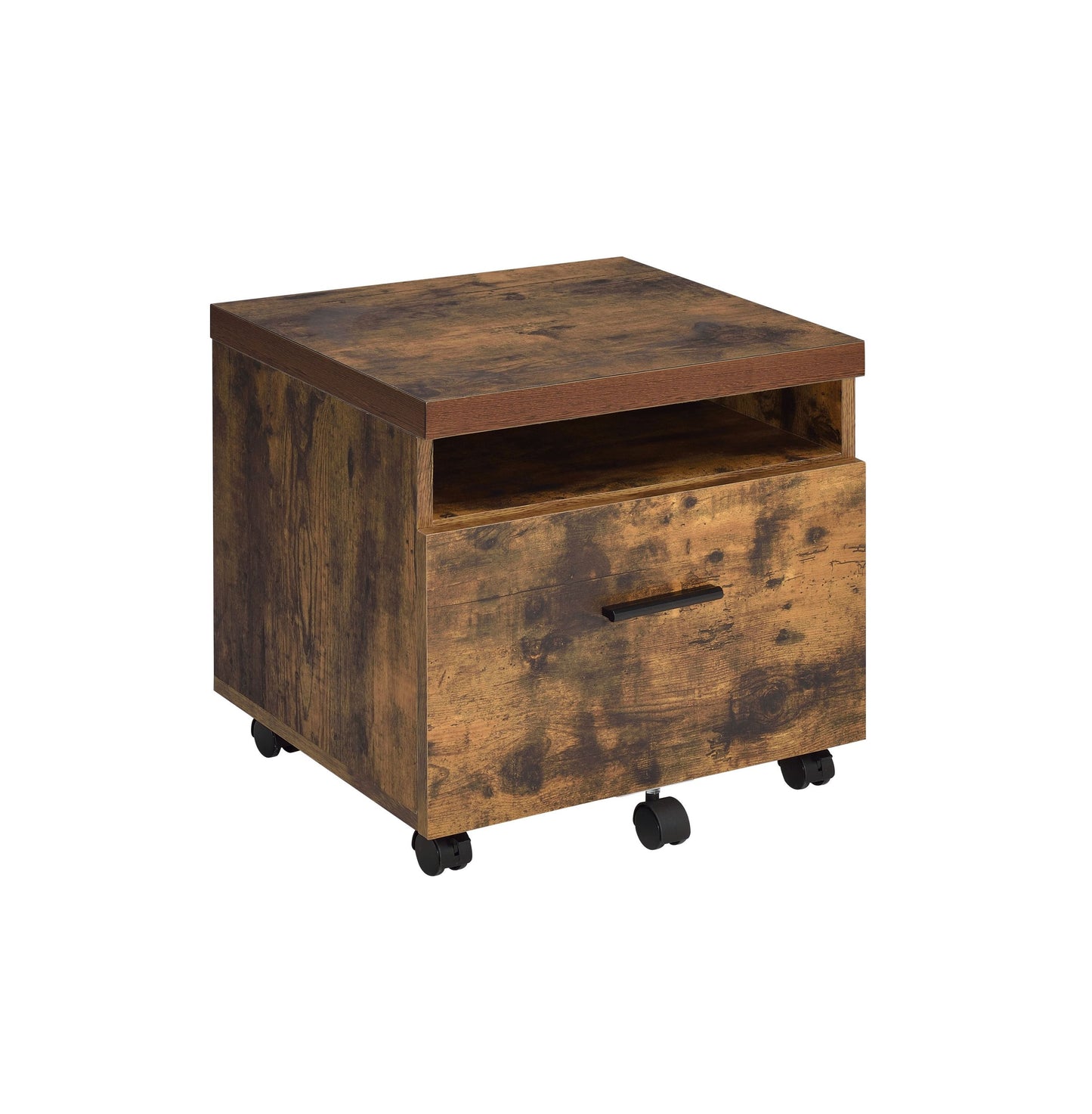 Rustic Oak and Black Bob File Cabinet with Industrial Style Storage