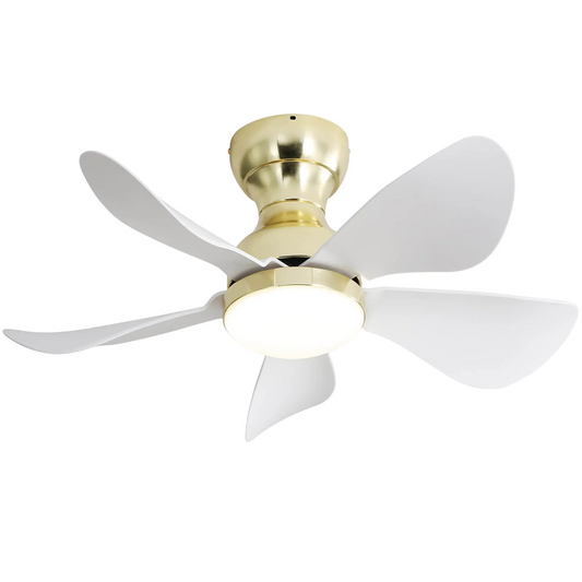 29 Inch Modern Gold Ceiling Fan with Whisper-Quiet Operation and 3-Color LED Light