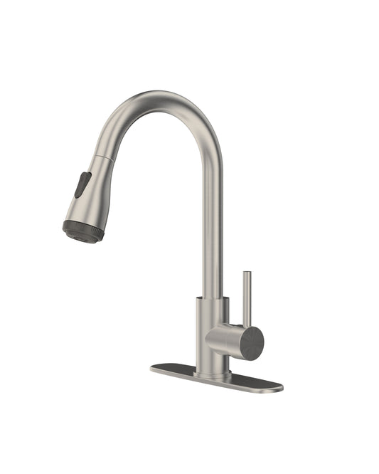 Touchless Kitchen Faucet-Smart Kitchen Sink Faucet sensor, 4Mode Pull Down Kitchen Sprayer, Fingerprint Resistant, Dual Temp. Handle with 1/3 Hole Deck Plate, Stainless Steel, Brushed Nickel