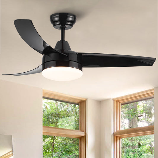 Modern Black Ceiling Fan with Smart LED Lighting