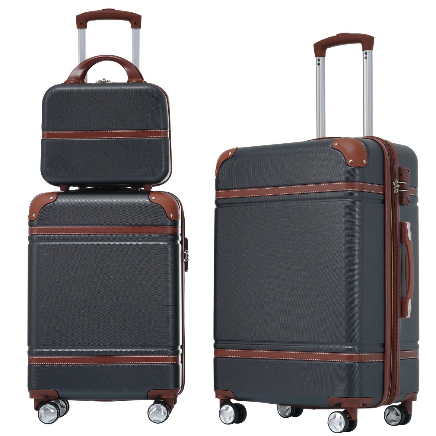 Hardshell Luggage Sets 3 Pieces 20"+24" Luggages and Cosmetic Case Spinner Suitcase with TSA Lock  Lightweight