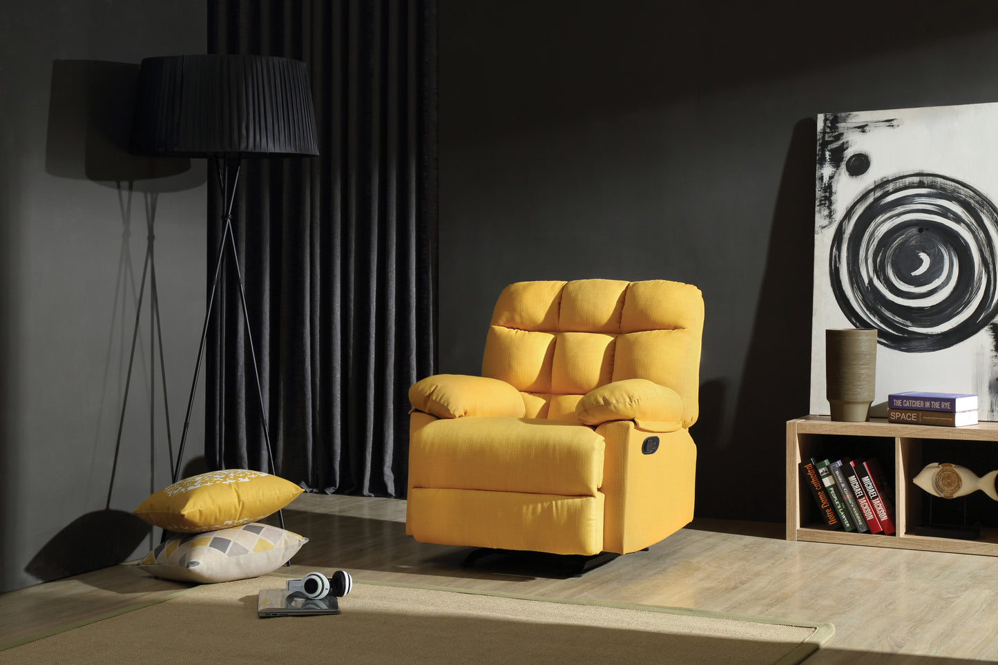 Yellow Rocking Recliner Chair with Foam Filling