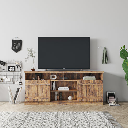 Sleek Wood TV Stand with Spacious Storage Area