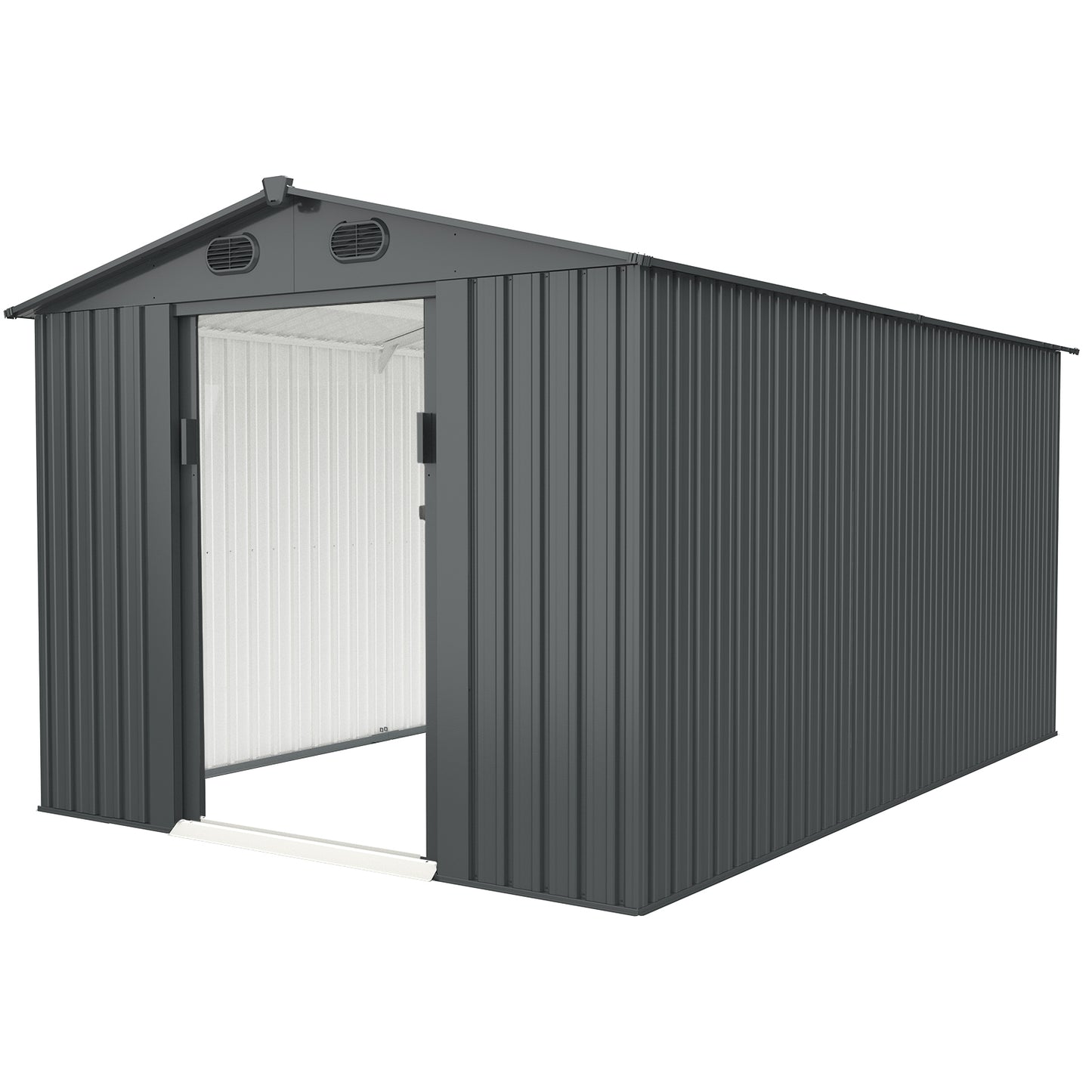 Outdoor Storage Shed, 8' X 12' Galvanized Steel Garden Shed with 4 Vents & Double Sliding Door, Utility Tool Shed Storage House for Backyard, Patio, Lawn