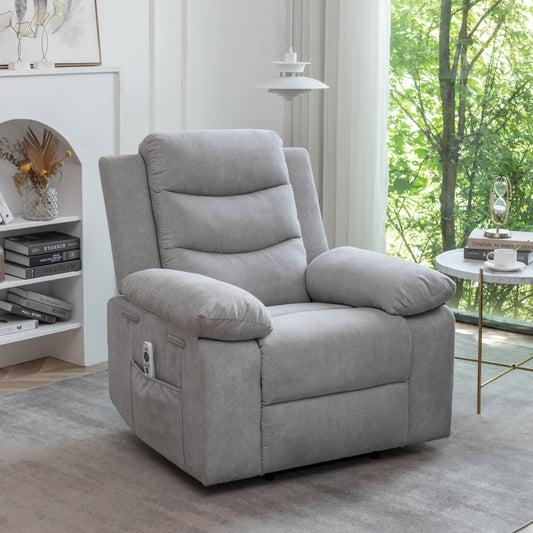 Adjustable Massage Power Recliner Chair with Heating System - Light Gray