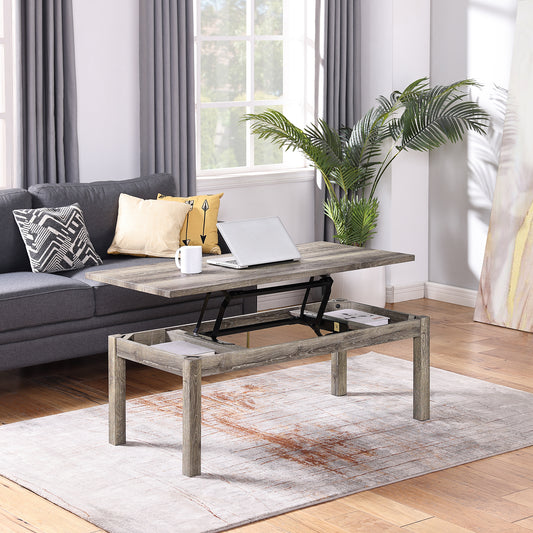 Convertible Lift Top Coffee Table with Hidden Storage Shelf