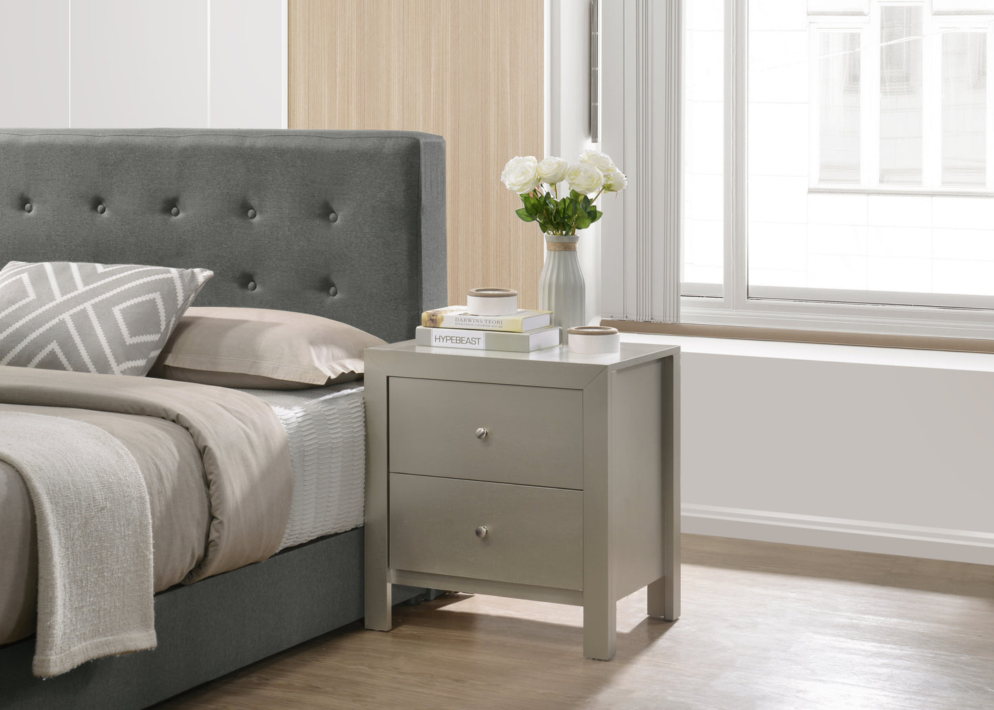 Burlington G2403-N Nightstand , Silver Champagne