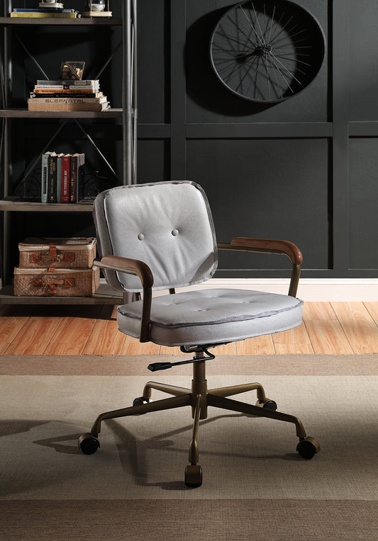 Siecross Office Chair in Vintage White Top Grain Leather 93172