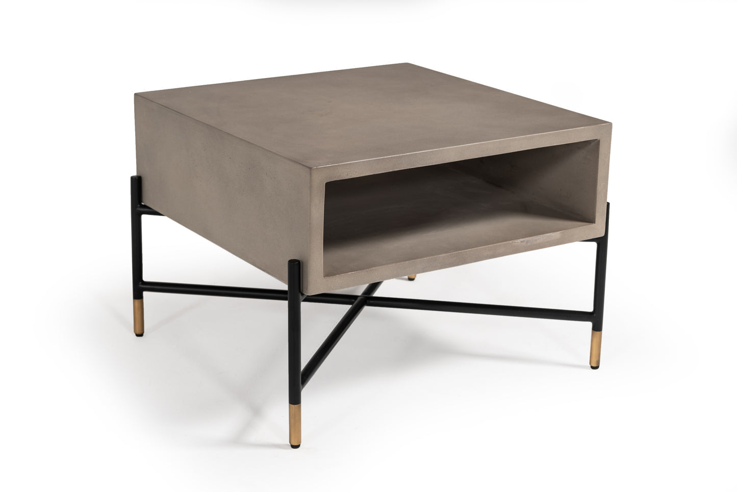 Modern Grey Concrete & Metal Coffee Table by Walker