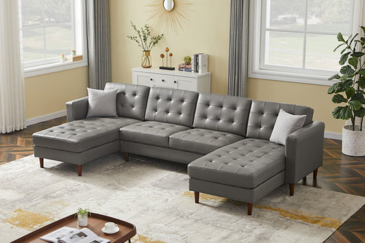 Dark Grey U-shaped sofa  Tech PU Leather