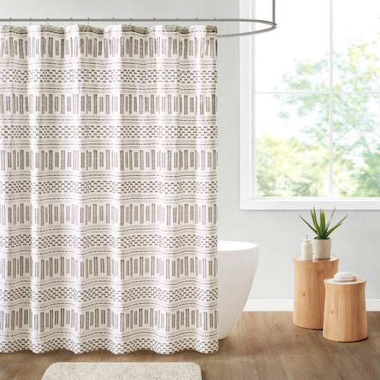 Rhea Jacquard Cotton Shower Curtain with Farmhouse Vibes