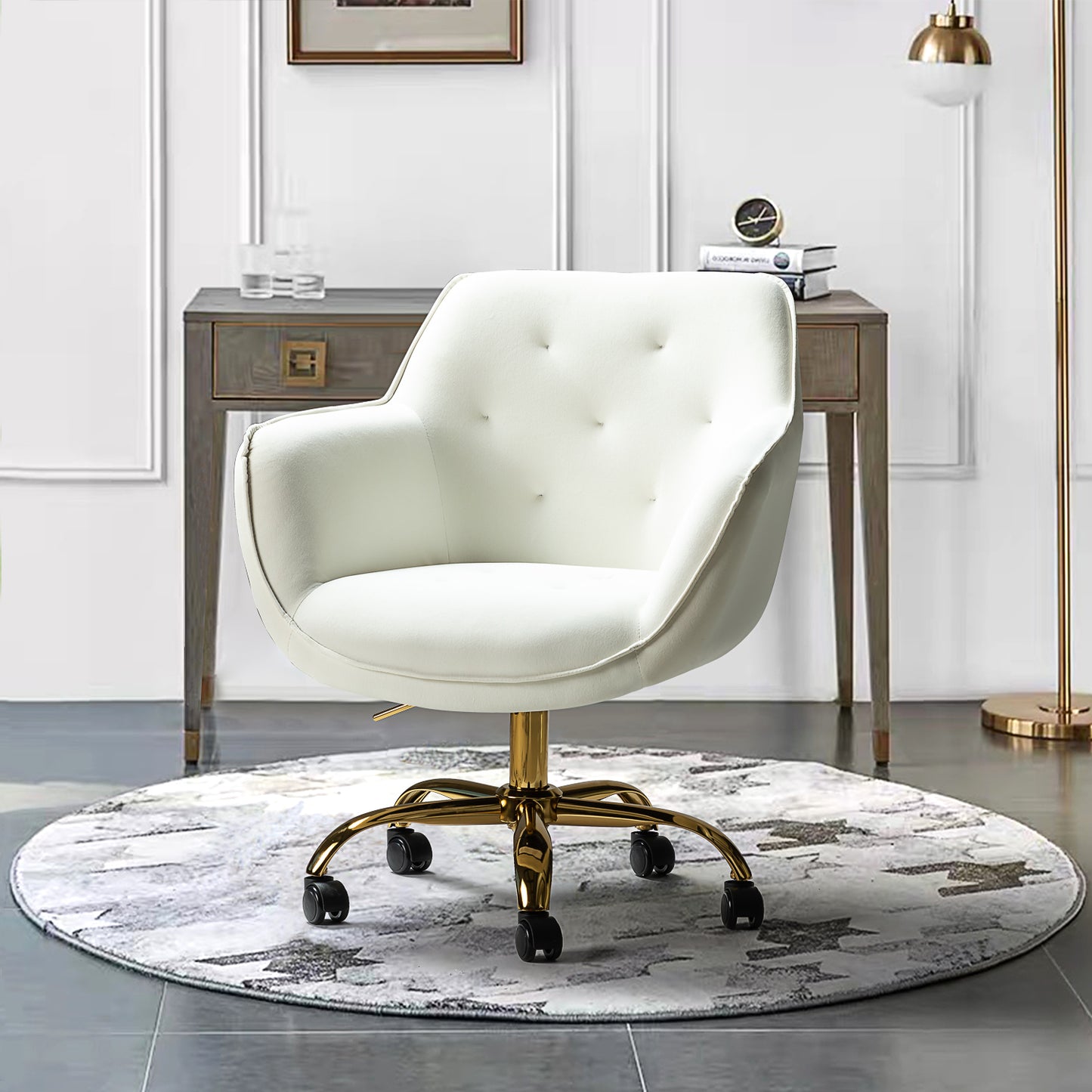 Somnus Task Chair With Tufted Back and Golden Base