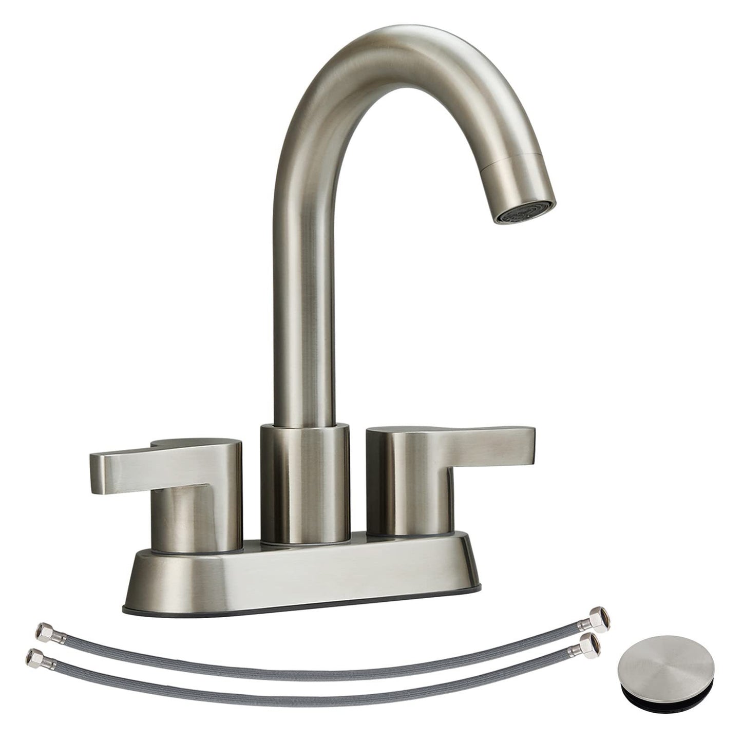 Brushed Nickel Bathroom Faucet with Double Handle Controls