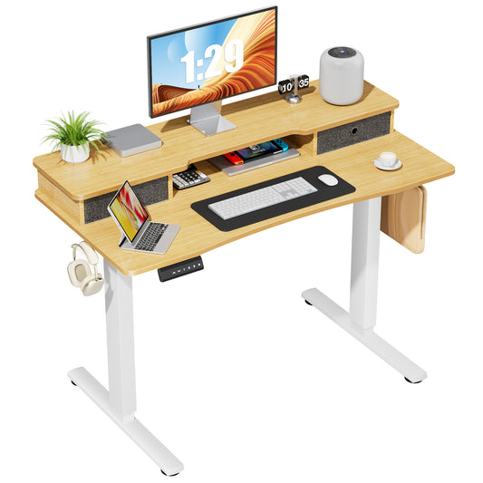 Height Adjustable Electric Standing Desk with Enhanced Storage Options