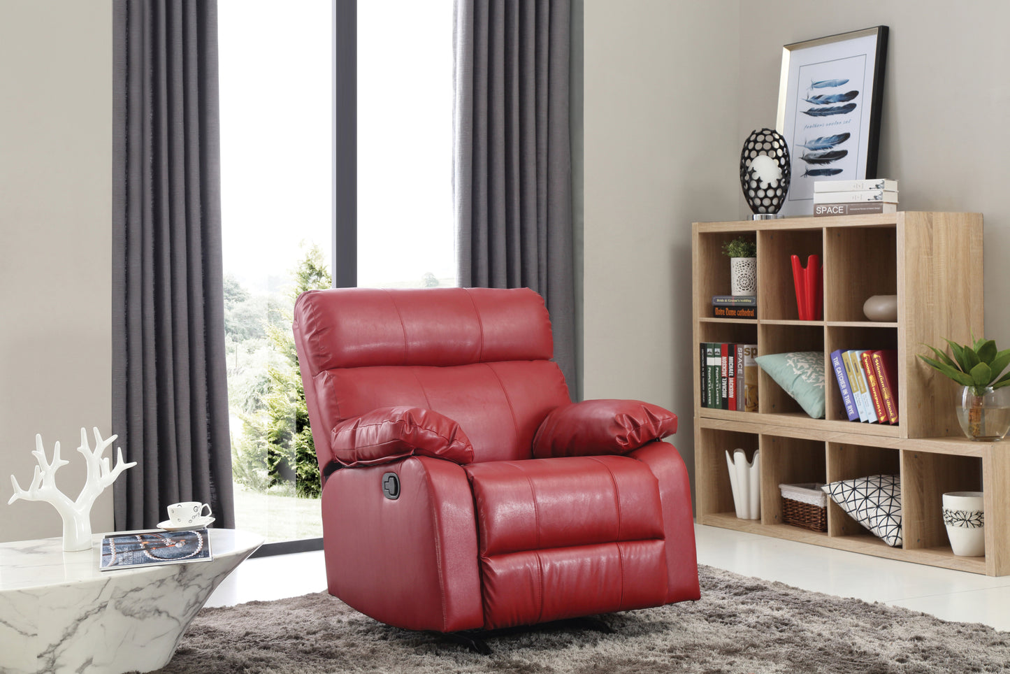 Red Modern Rocker Recliner with Enhanced Back Support