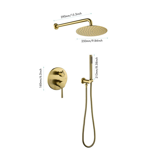 Brass Dual Function Shower Faucet Set with 10 Rain Shower Head