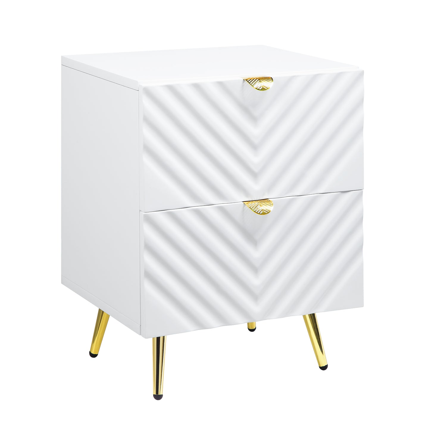 Gaines Nightstand, White High Gloss Finish BD01035