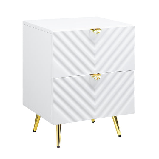 Gaines Nightstand, White High Gloss Finish BD01035