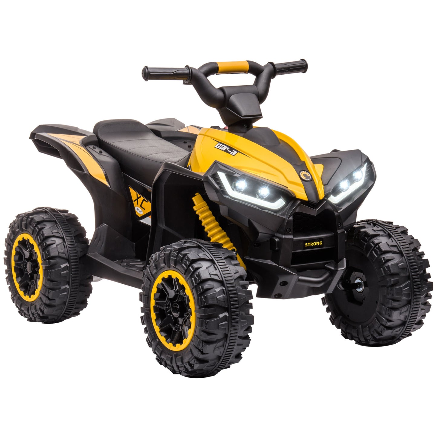 Kids Electric 12V ATV Quad Car with Music and Safety Features, Yellow