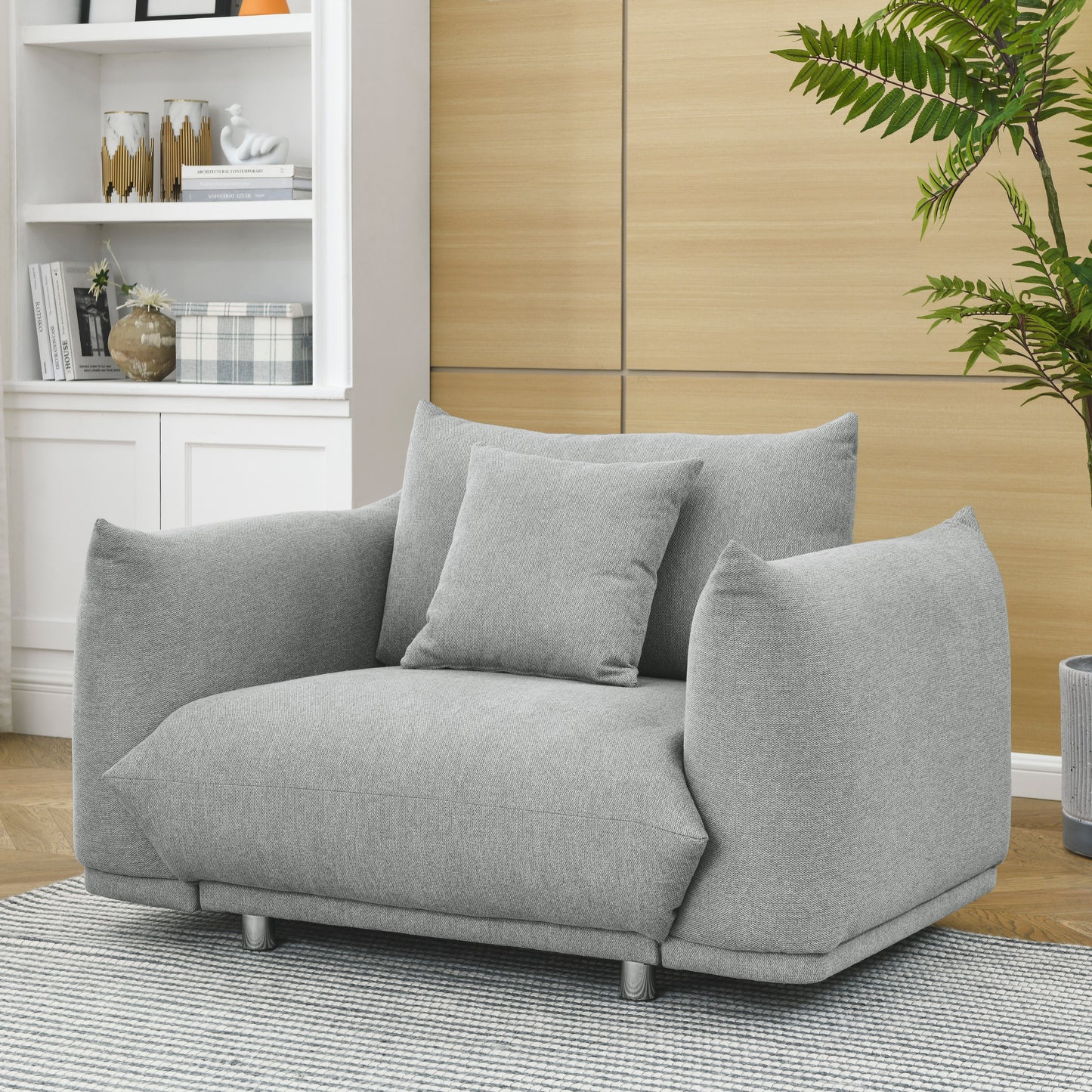 Living Room Upholstered Armchair with Backrest and Pillow